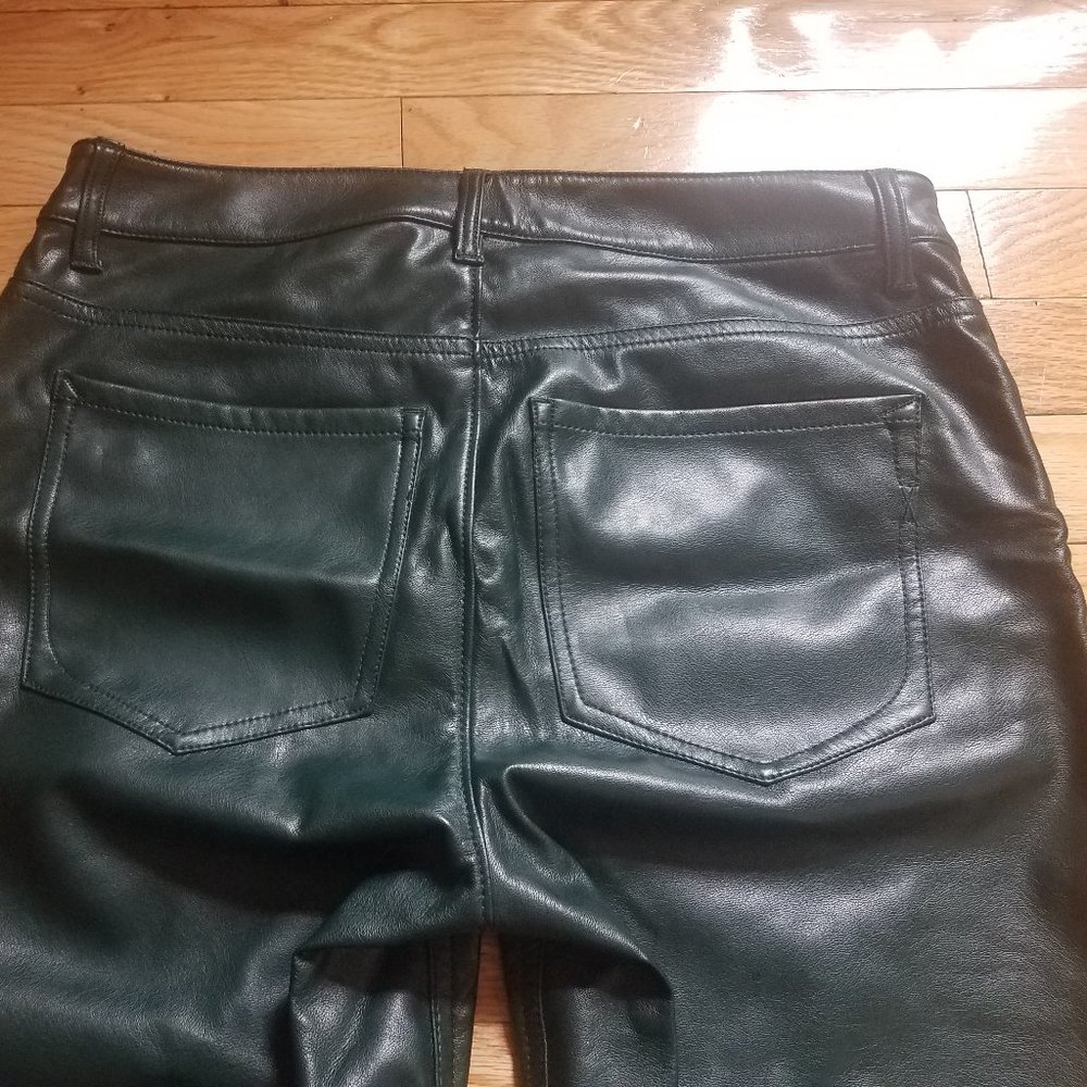 Express vegan leather jeggings dark green 6